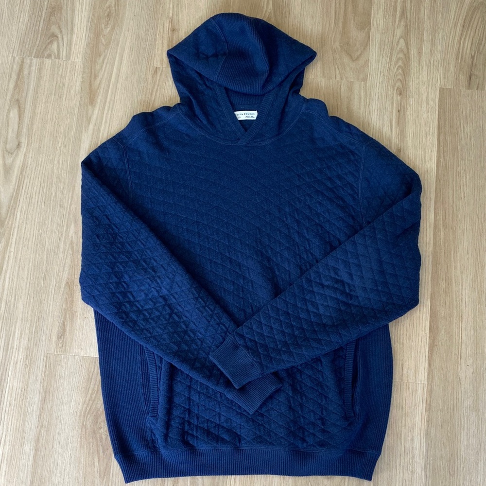 Navy Blue Quilted Hoodie